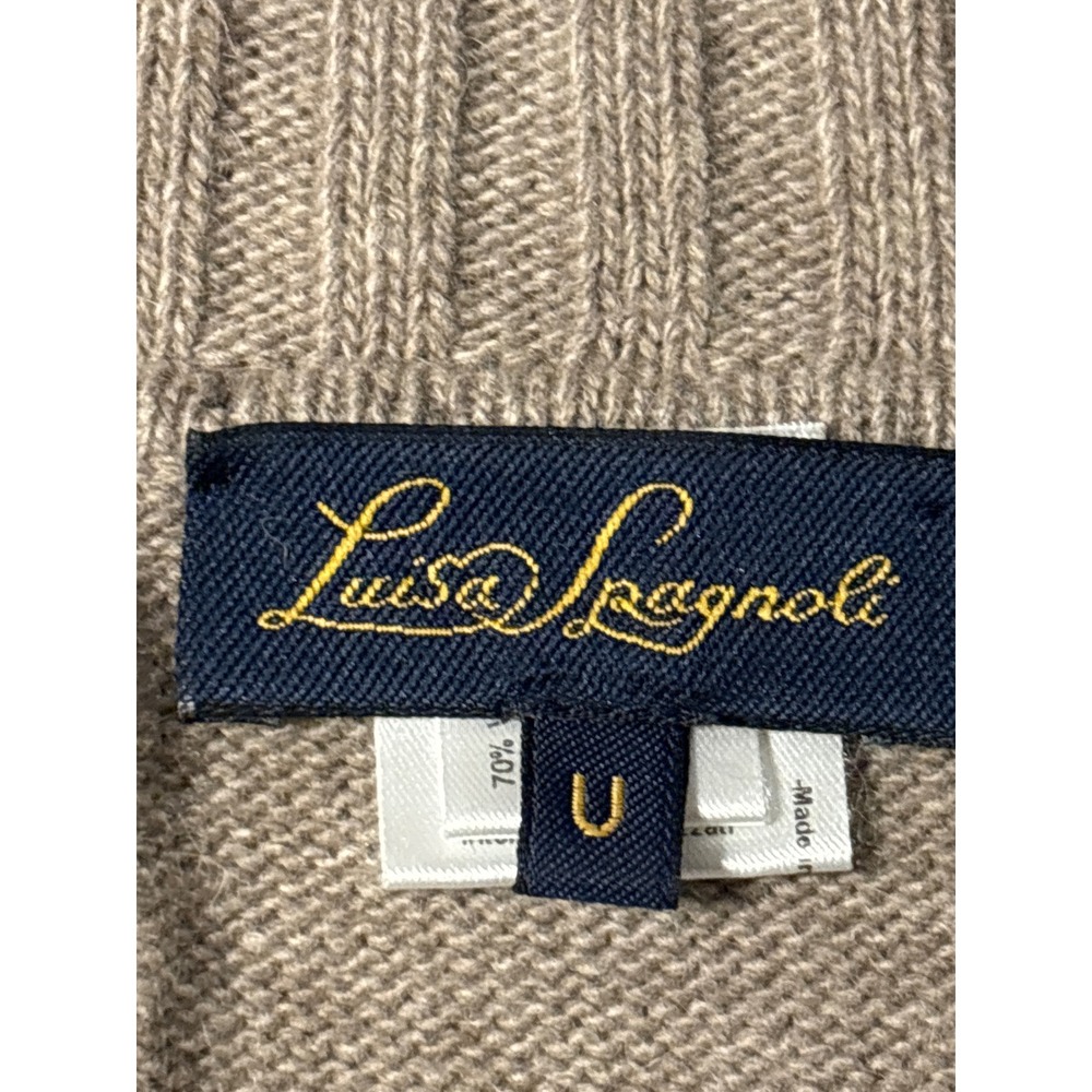Luisa Spagnoli Poncho Womens U Taupe Good Cable Knit Turtleneck Toggle Closure - Picture 8 of 10